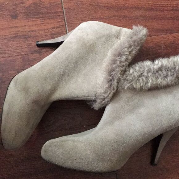 VINTAGE tan suede leather fur boot - Picture 7 of 15